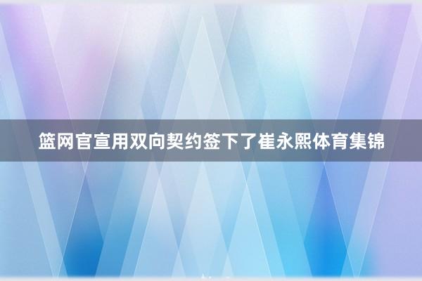 籃網官宣用雙向契約簽下了崔永熙體育集錦